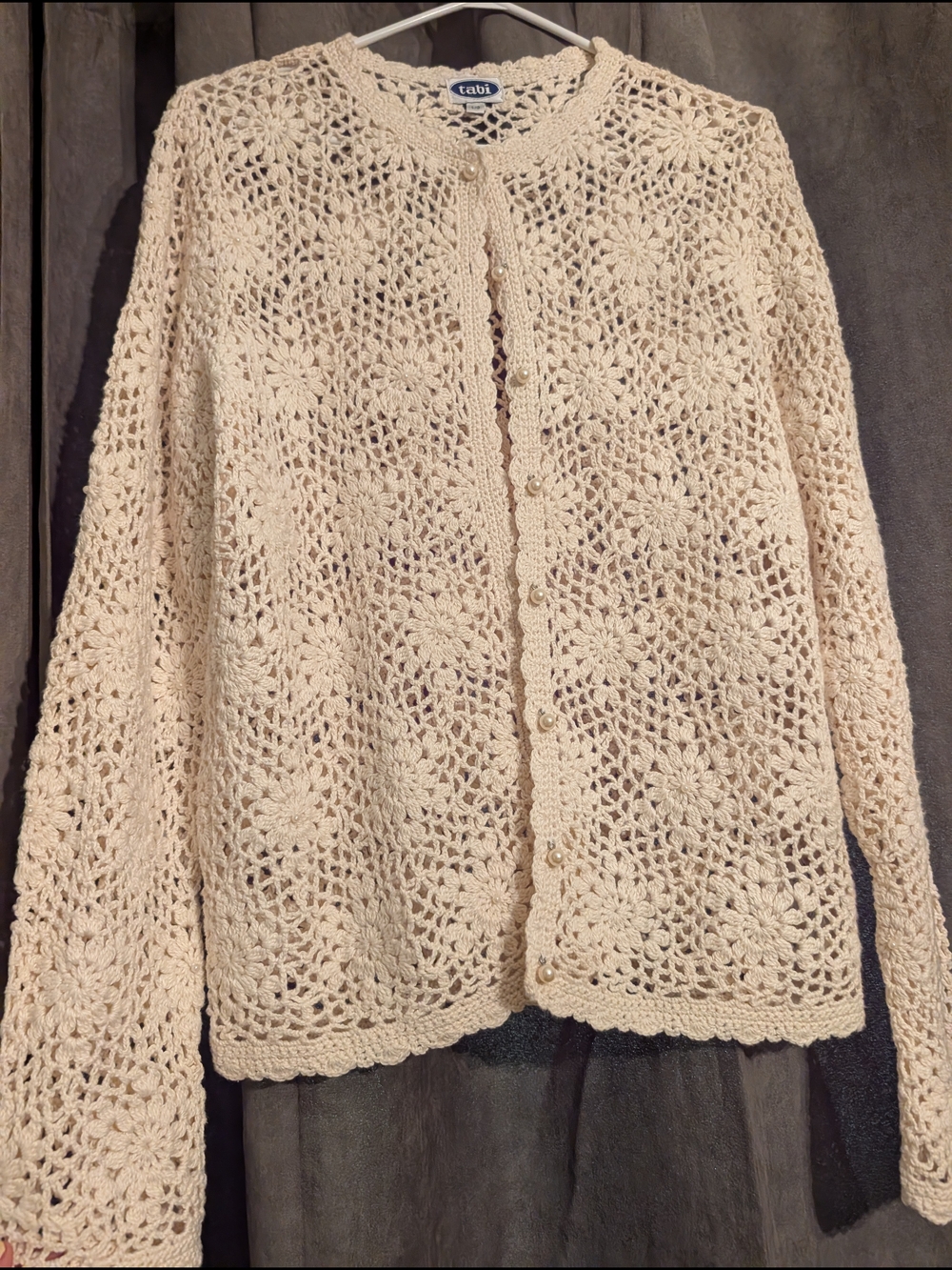 Vintage Crochet Knit Cardigan Sweater